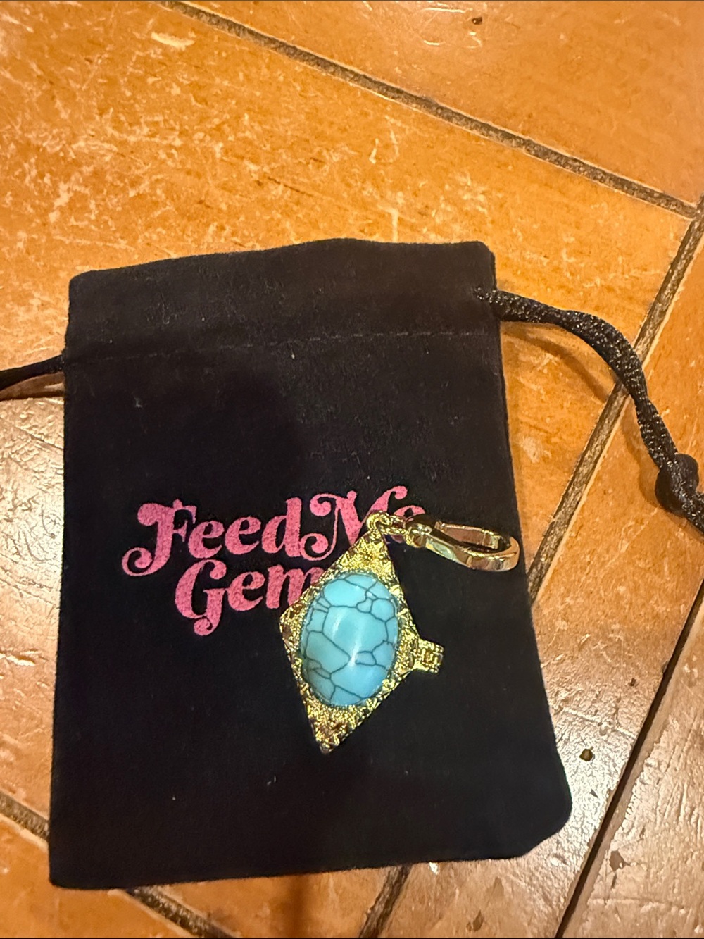 Feed Me Gems Turquoise Pendant Necklace in Gold